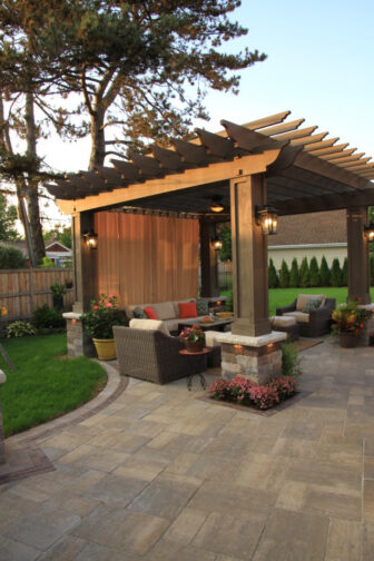 Pergola On Stone Backyard