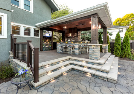 Stone Steps Lighting Backyard