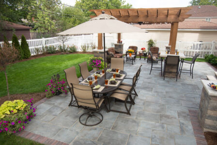 Stone Patio with Pergola